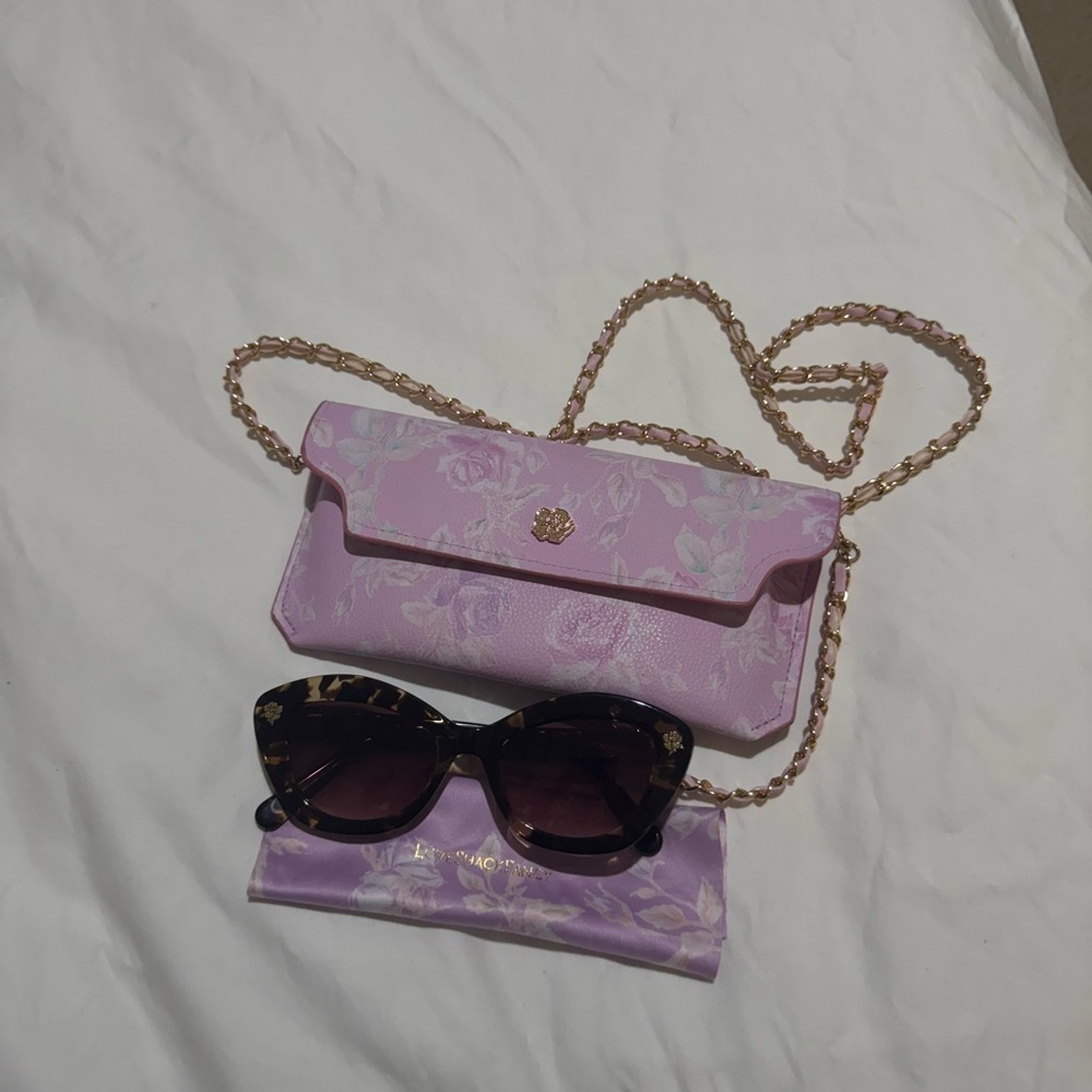 LOVESHACKFANCY brown print cat eye sunglasses